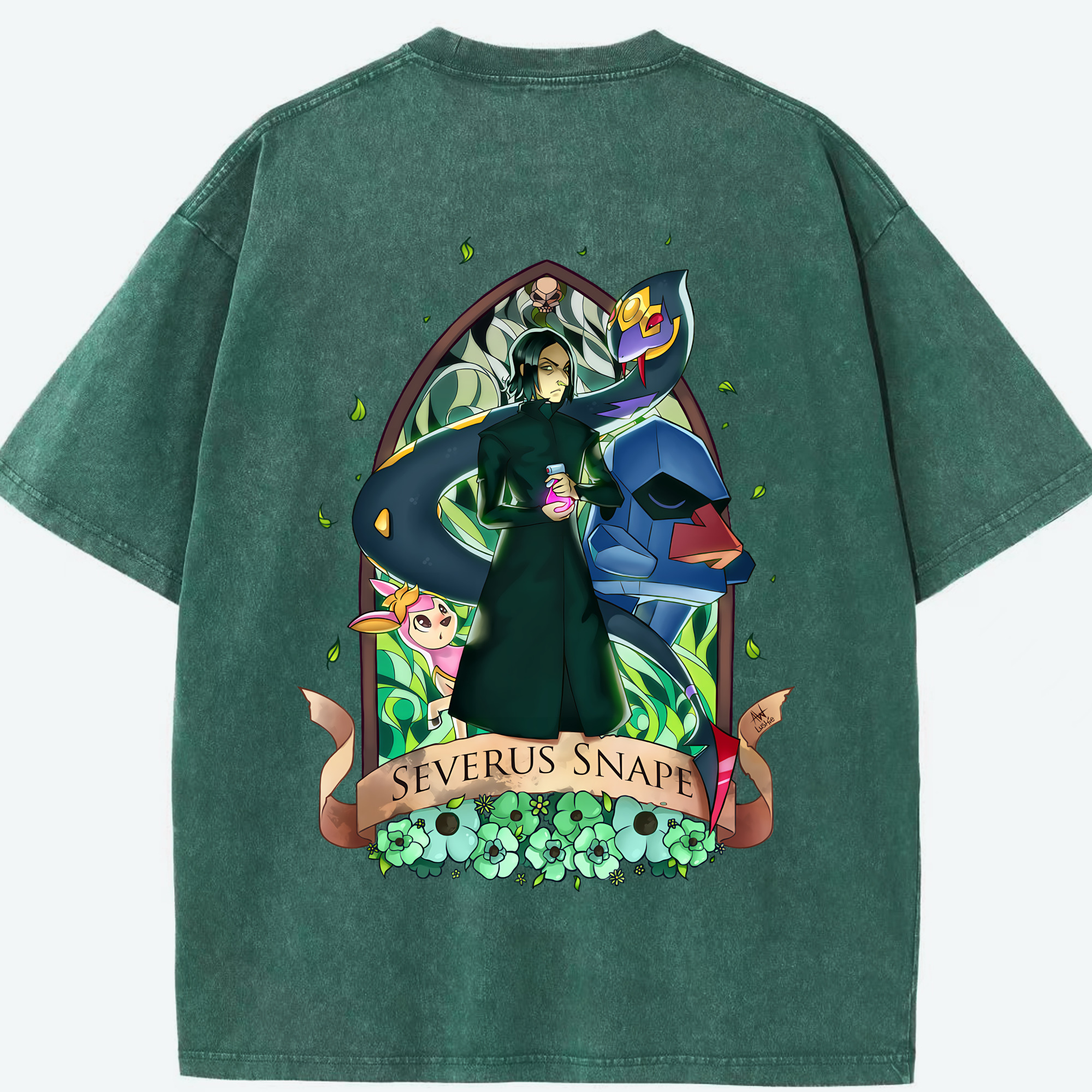 （画像用） Harry Potter ハリー・ポッターシリーズ 綿100% ヴィンテージ風 半袖Tシャツ（背面プリント）